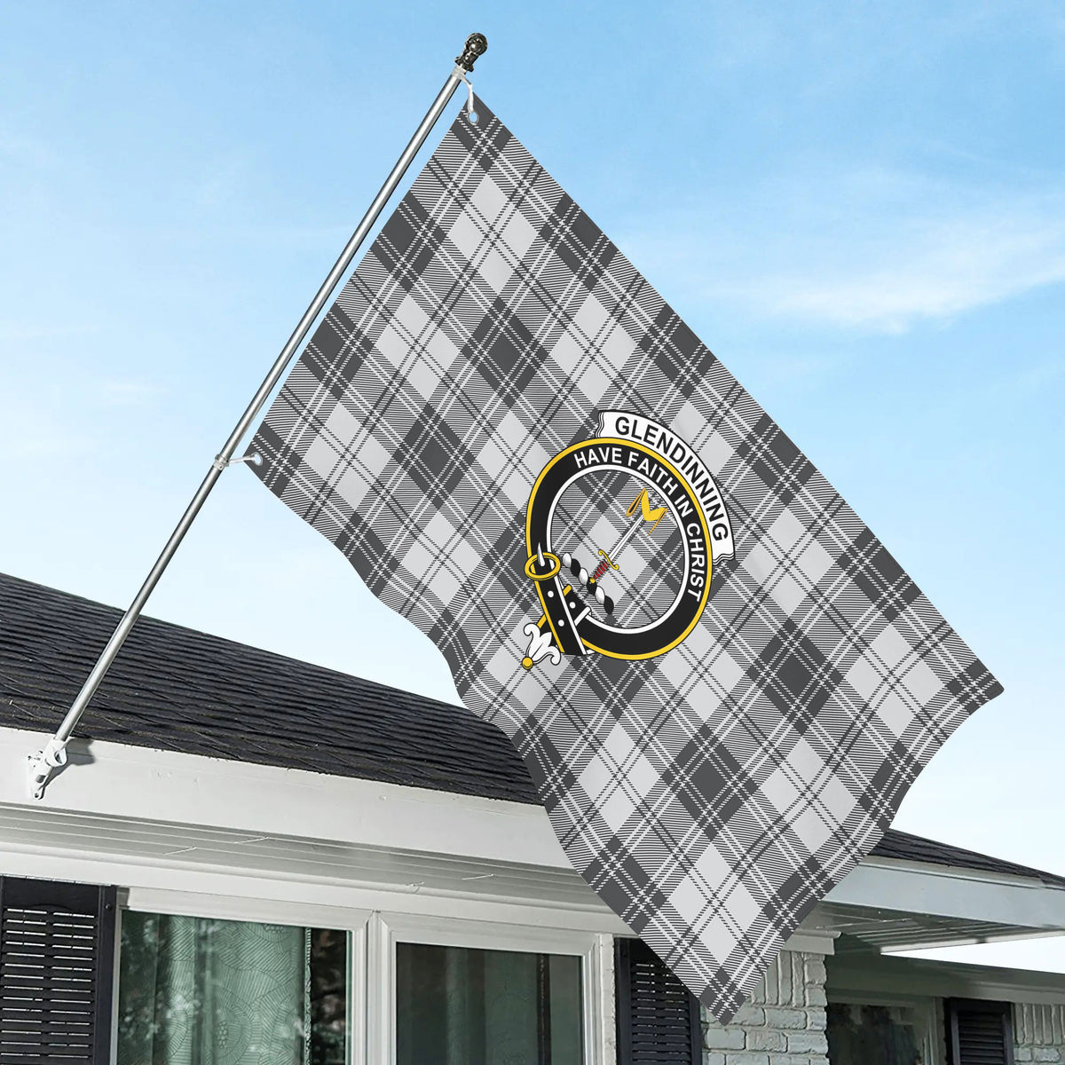 Glendinning Tartan Crest House Flag