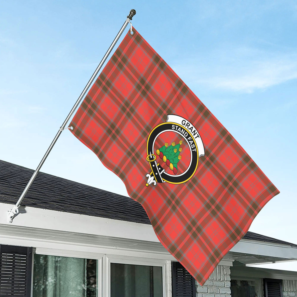 Grant Weathered  Tartan Crest House Flag