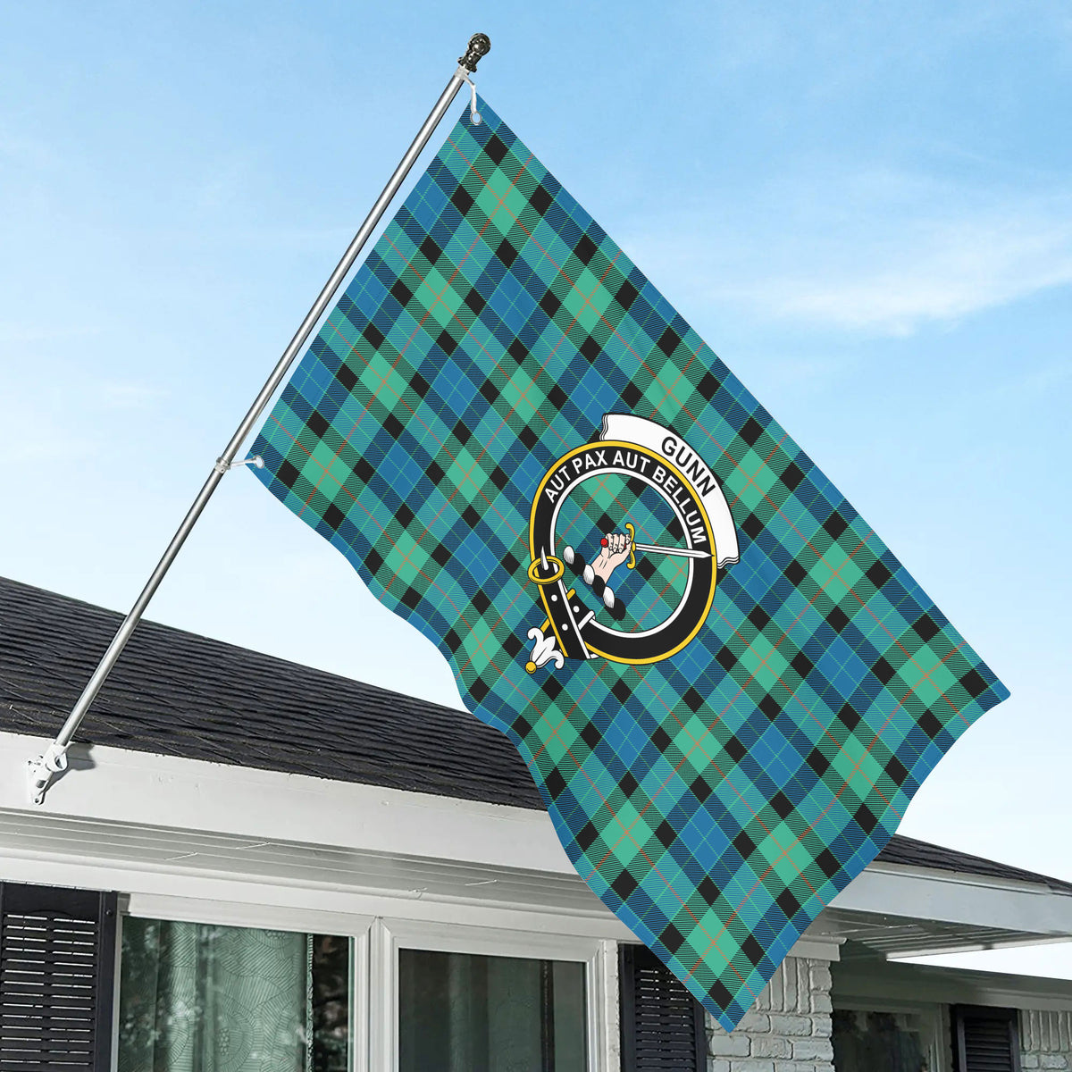 Gunn Ancient Tartan Crest House Flag