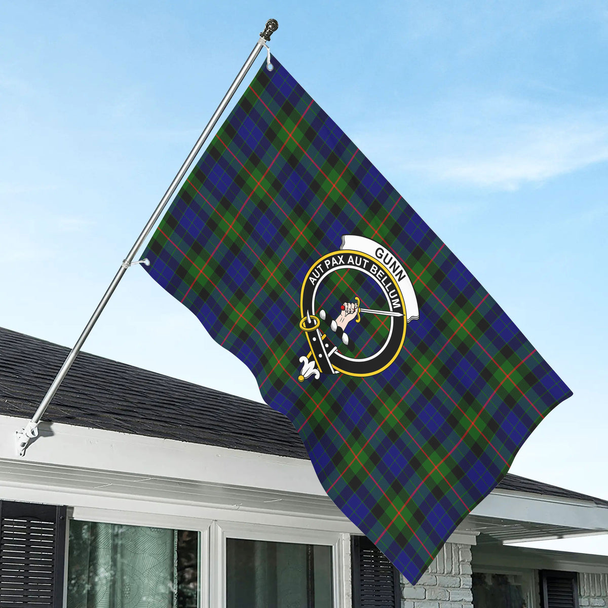 Gunn Modern Tartan Crest House Flag