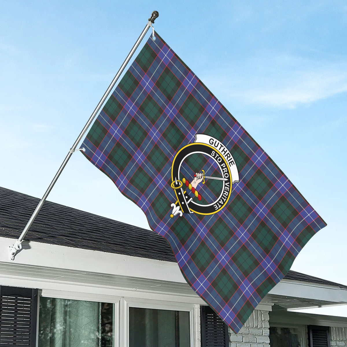 Guthrie Modern Tartan Crest House Flag