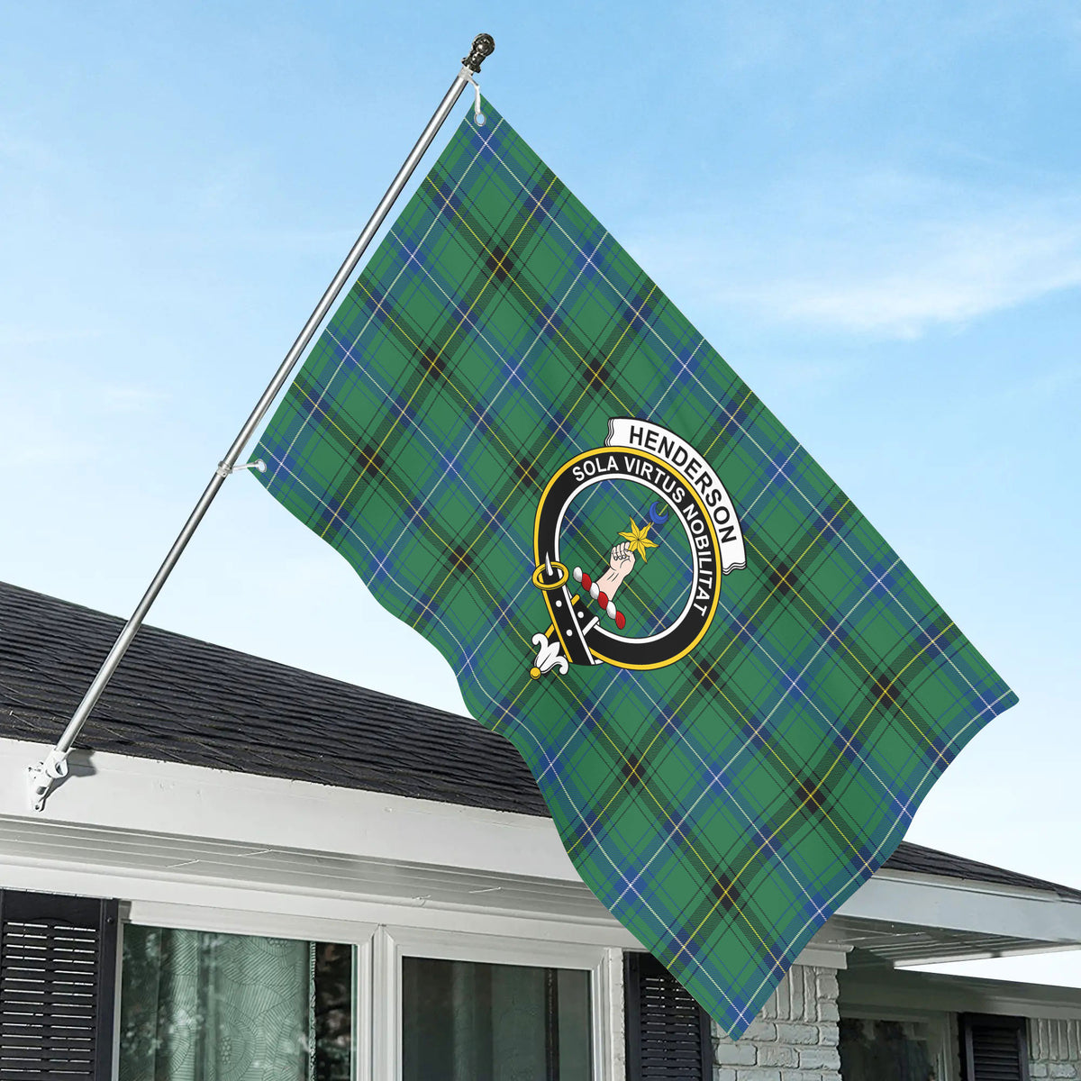 Henderson Ancient Tartan Crest House Flag