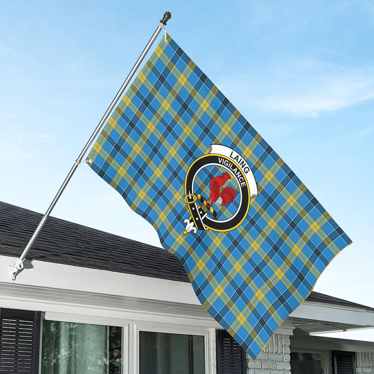 Laing Tartan Crest House Flag