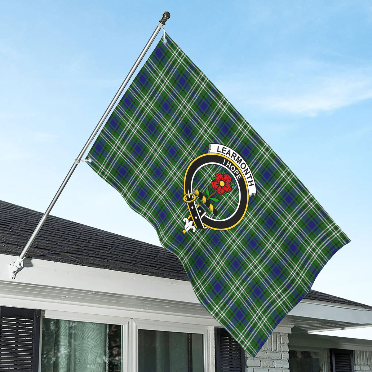 Learmonth Tartan Crest House Flag