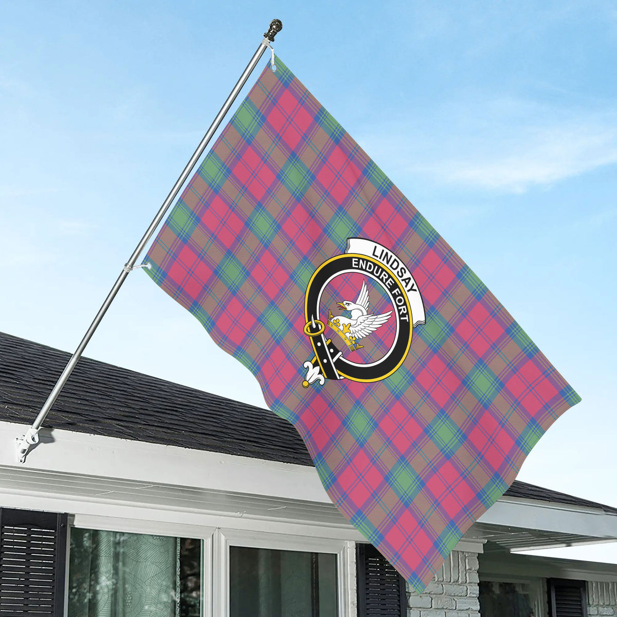 Lindsay Ancient Tartan Crest House Flag