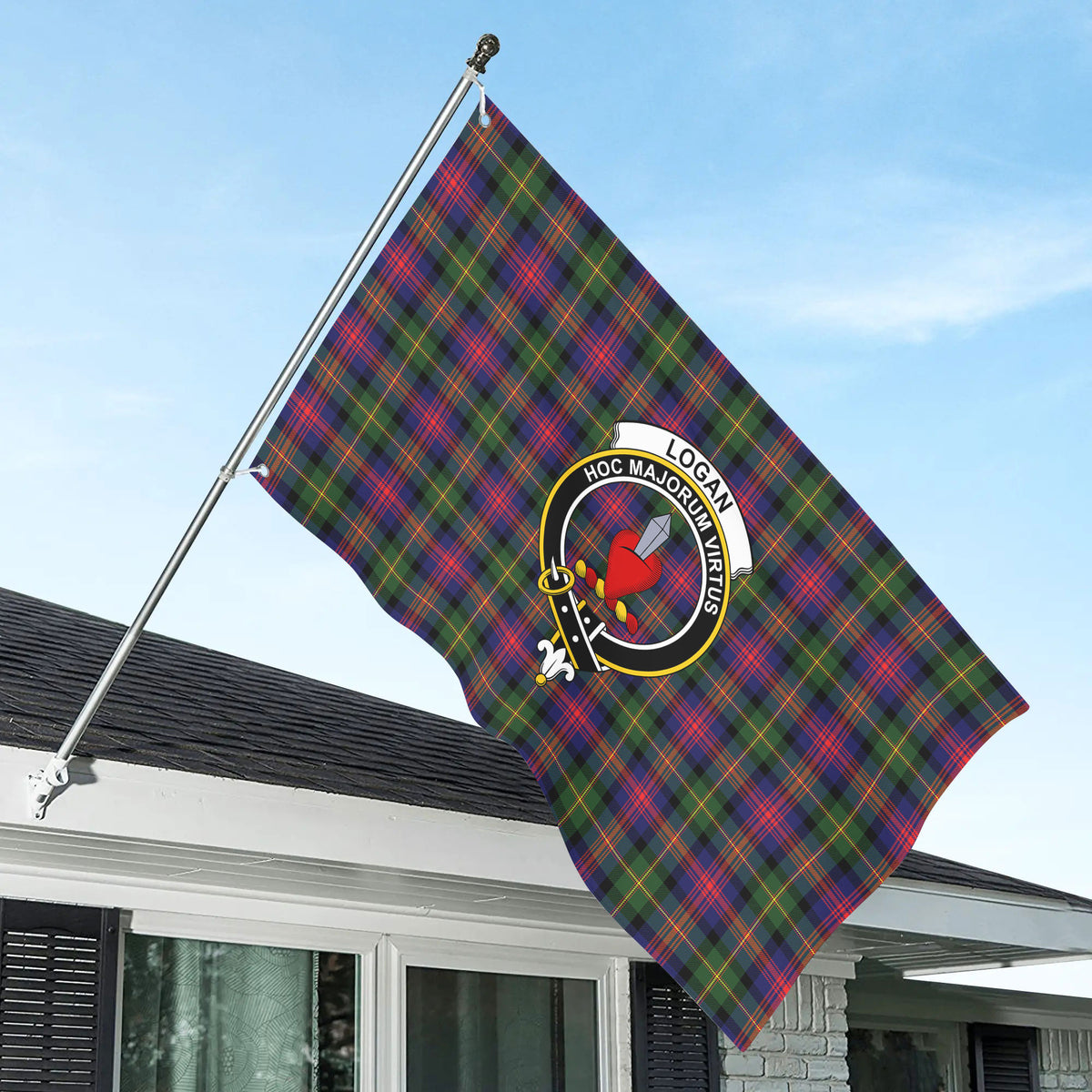 Logan Modern Tartan Crest House Flag