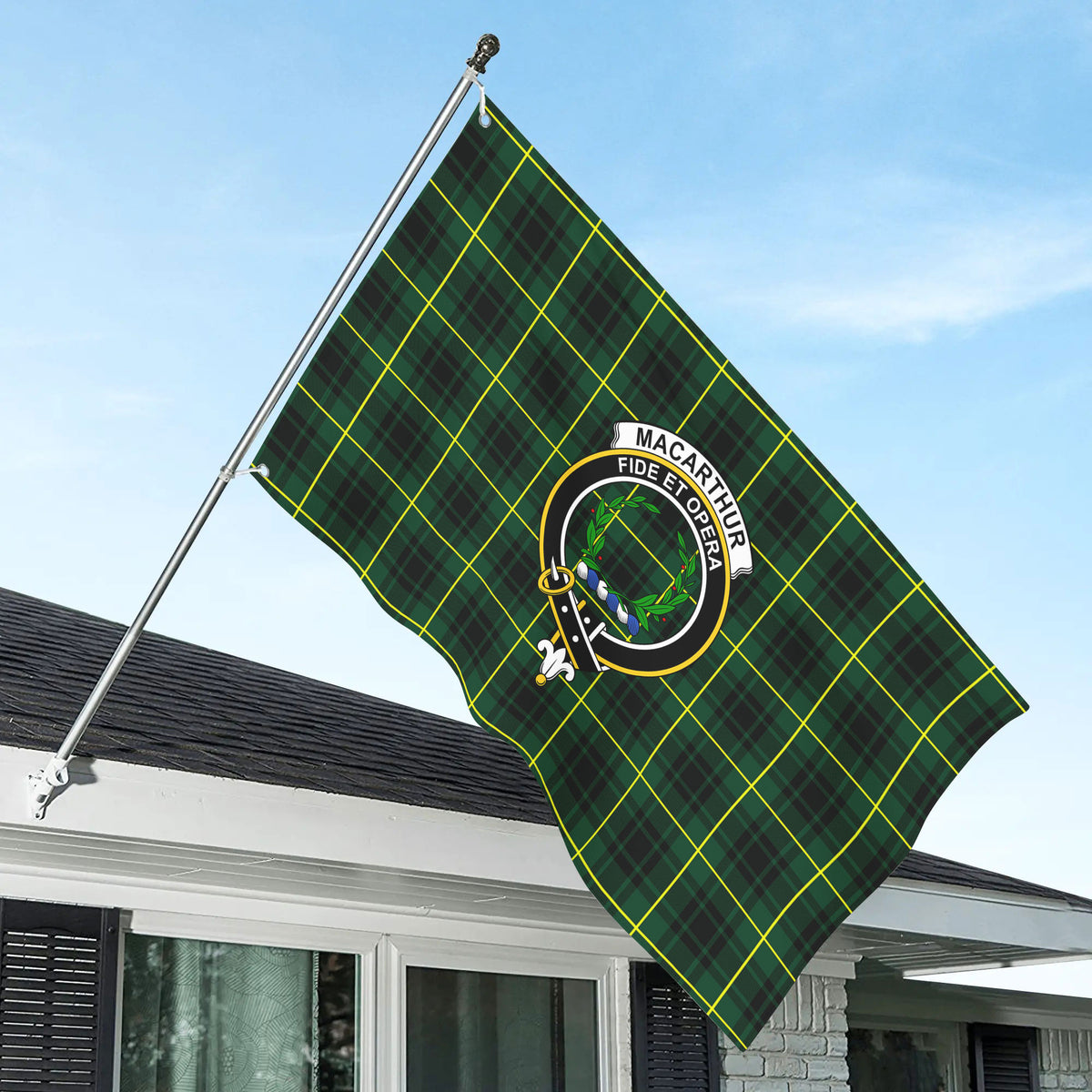 MacArthur Modern Tartan Crest House Flag
