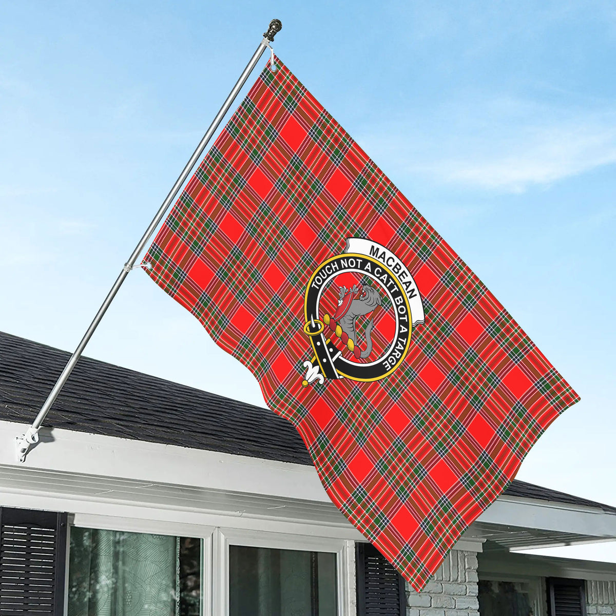 MacBean Tartan Crest House Flag