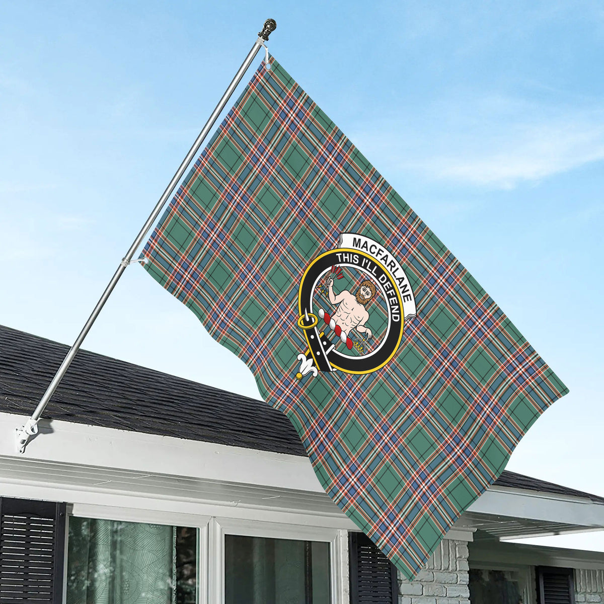 MacFarlane Hunting Ancient Tartan Crest House Flag