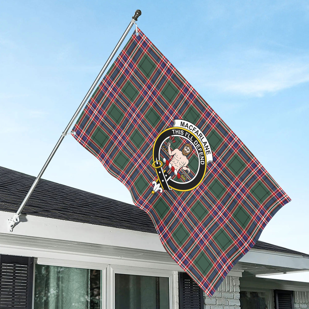 MacFarlane Hunting Modern Tartan Crest House Flag