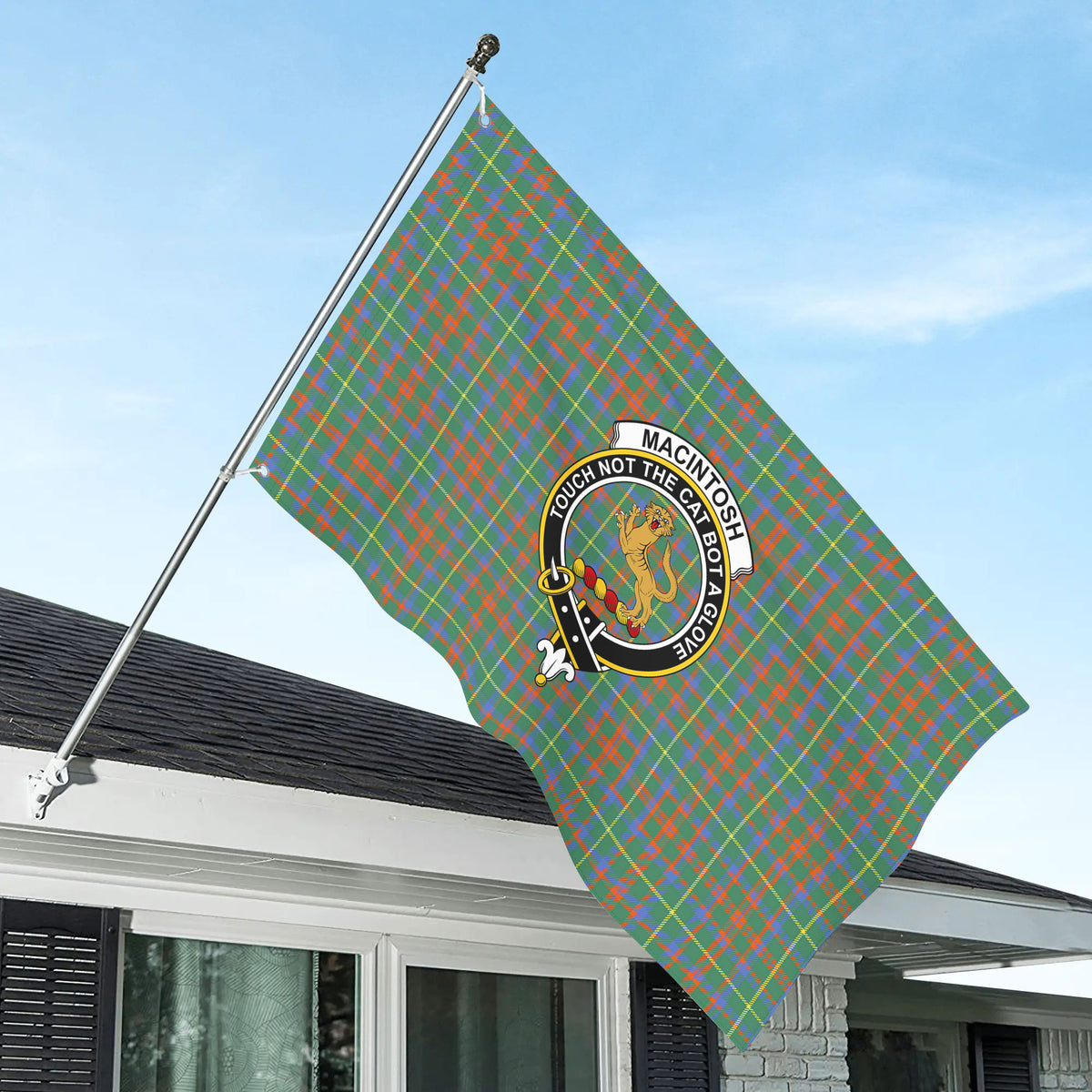 MacIntosh Hunting Ancient Tartan Crest House Flag