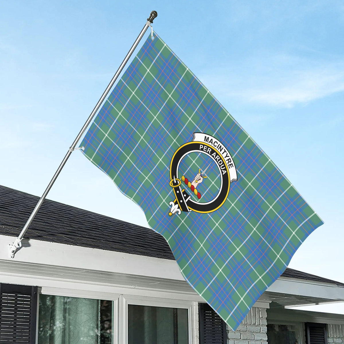 MacIntyre Hunting Ancient Tartan Crest House Flag