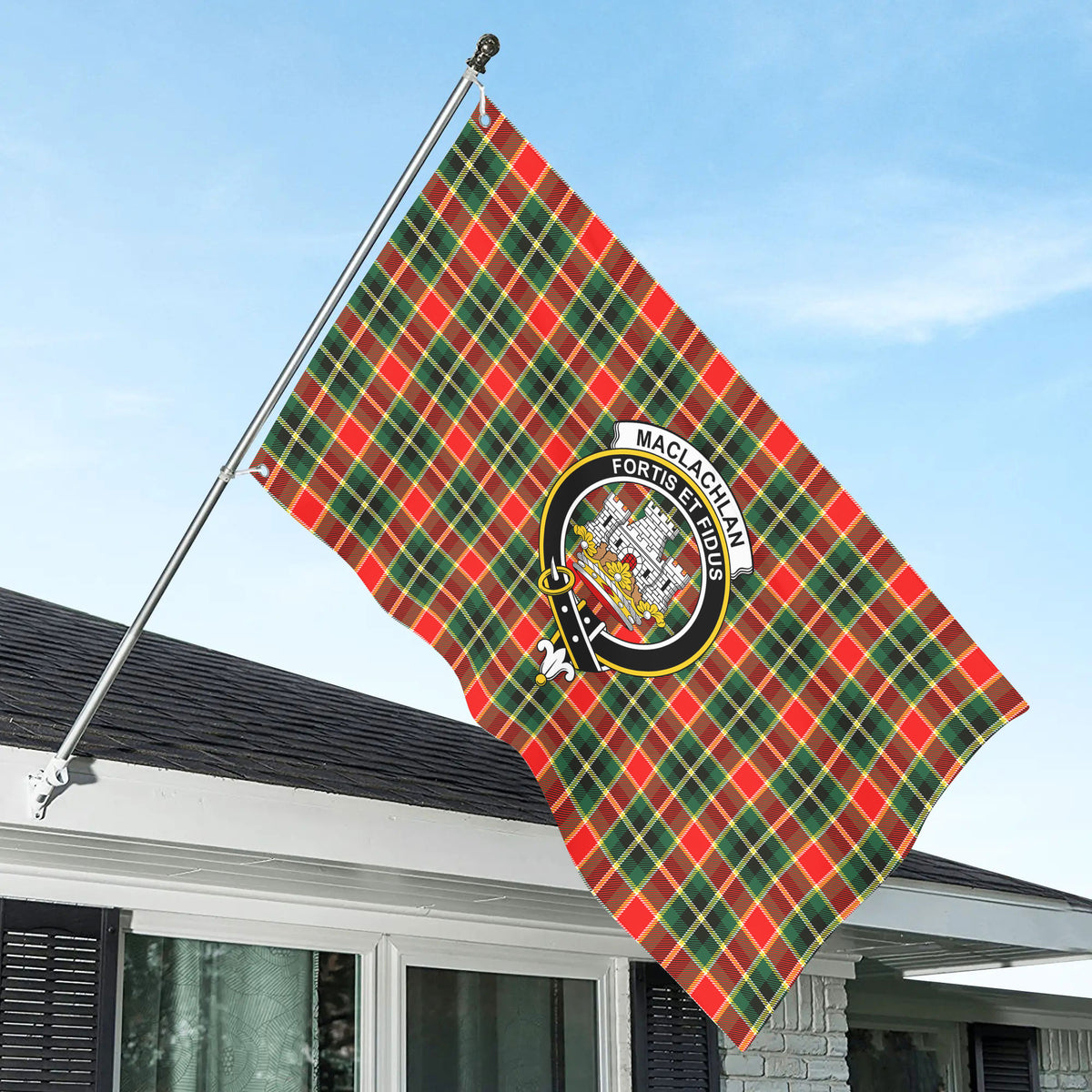 MacLachlan Hunting Modern Tartan Crest House Flag