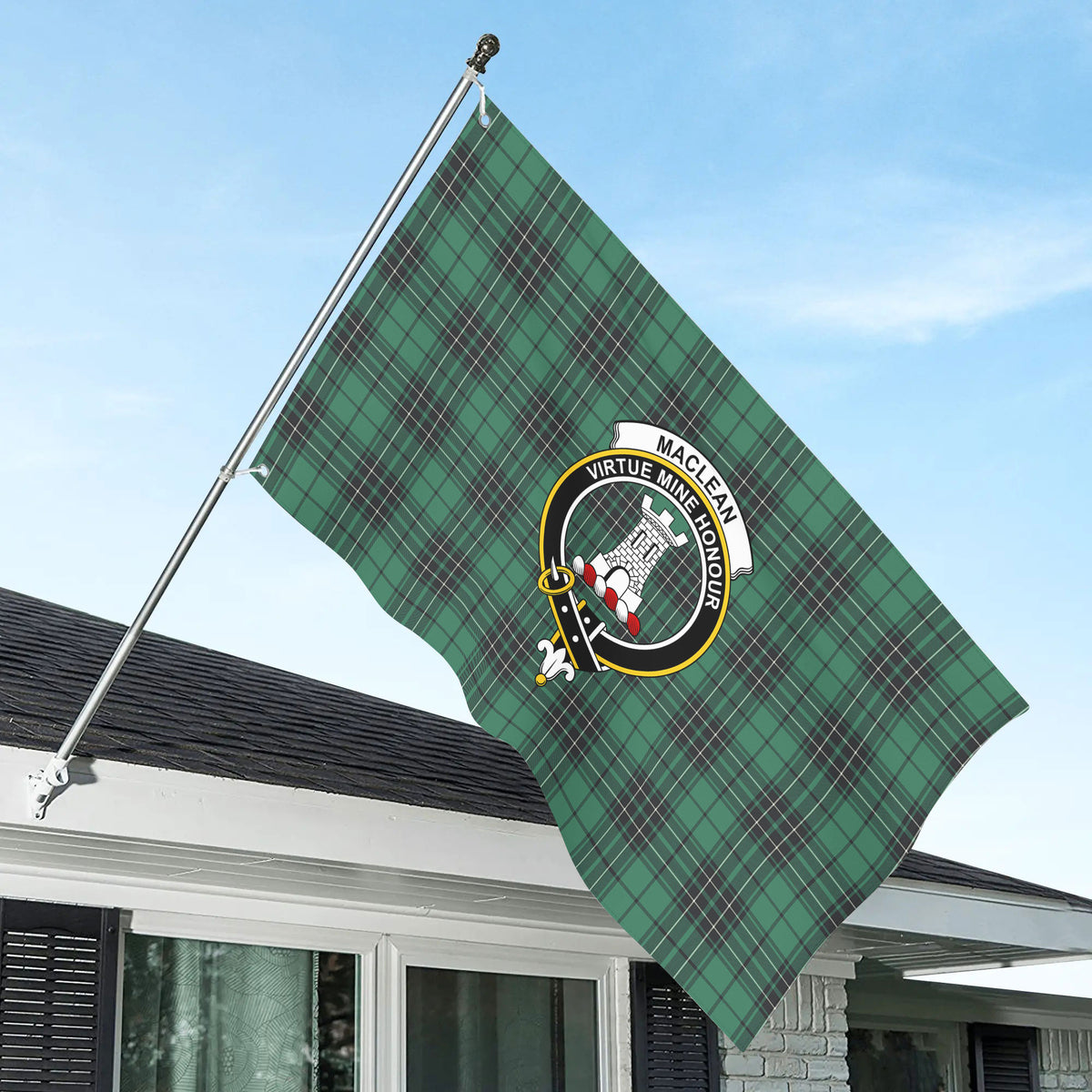 MacLean Hunting Ancient Tartan Crest House Flag