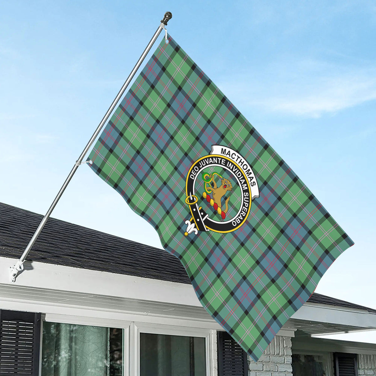 MacThomas Ancient Tartan Crest House Flag