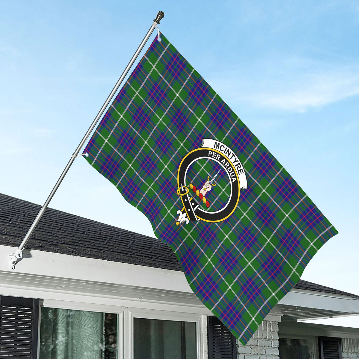 McIntyre Hunting Modern Tartan Crest House Flag