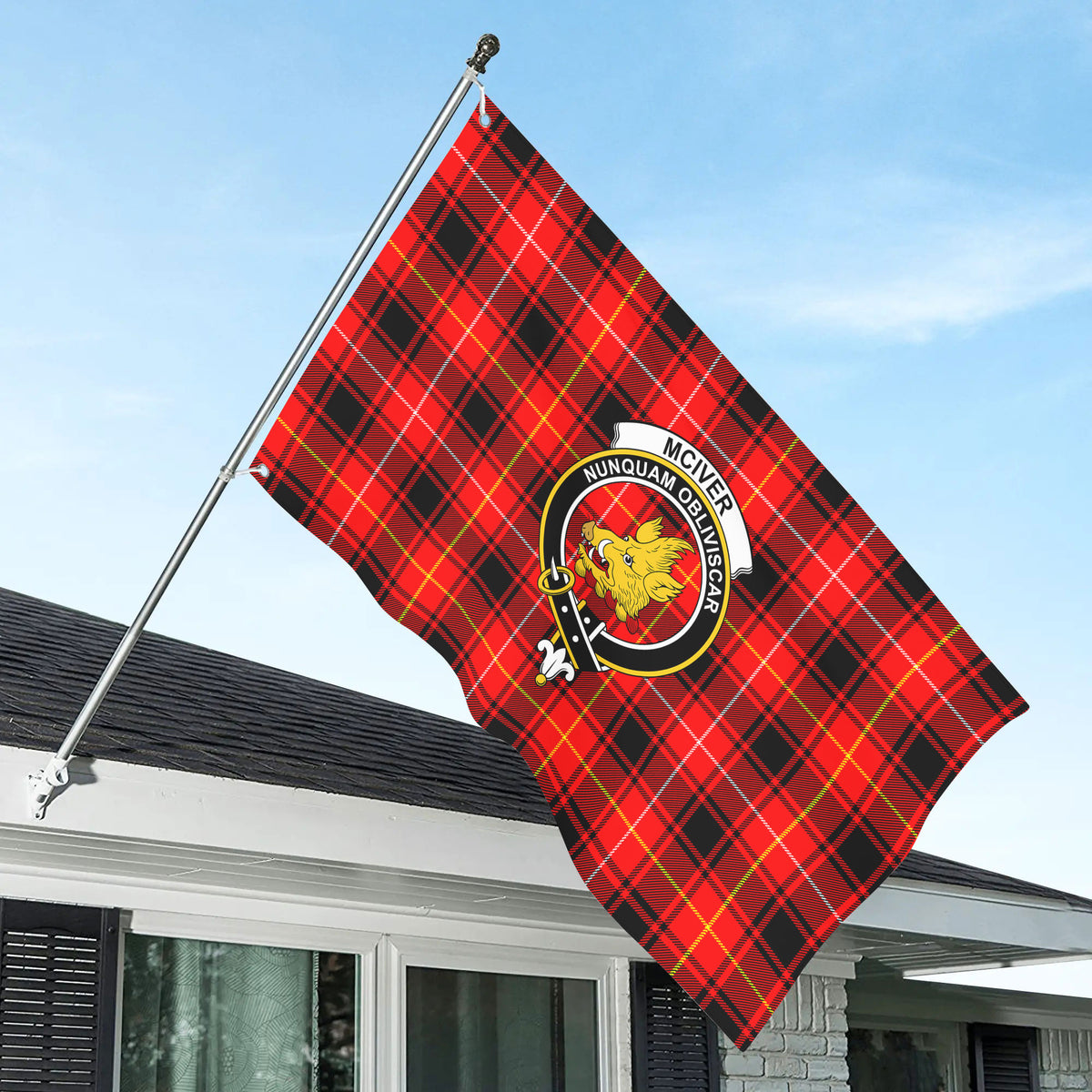 McIver Modern Tartan Crest House Flag