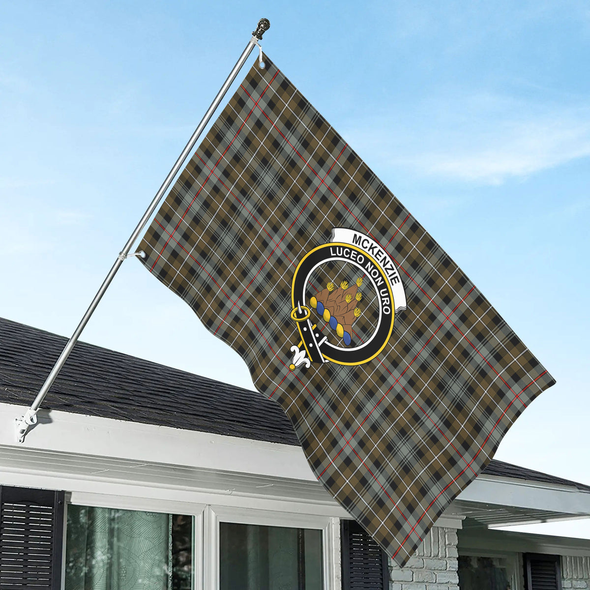 McKenzie Weathered Tartan Crest House Flag
