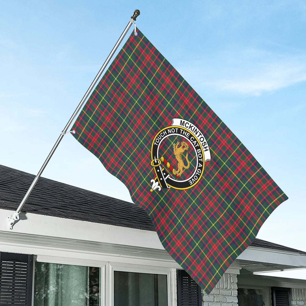 McKintosh Hunting Modern Tartan Crest House Flag
