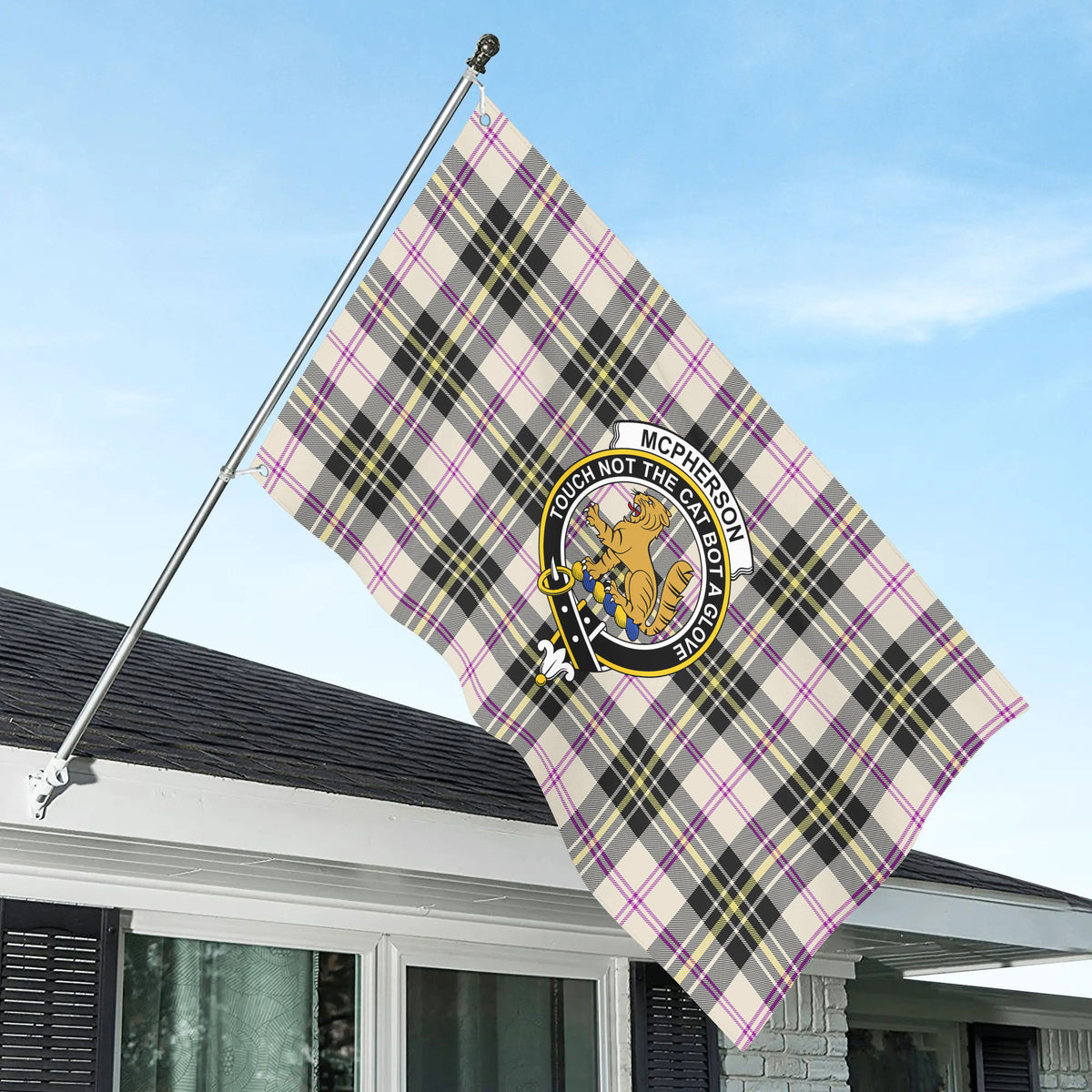 McPherson Dress Ancient Tartan Crest House Flag