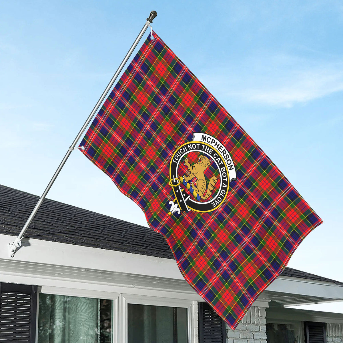 McPherson Modern Tartan Crest House Flag
