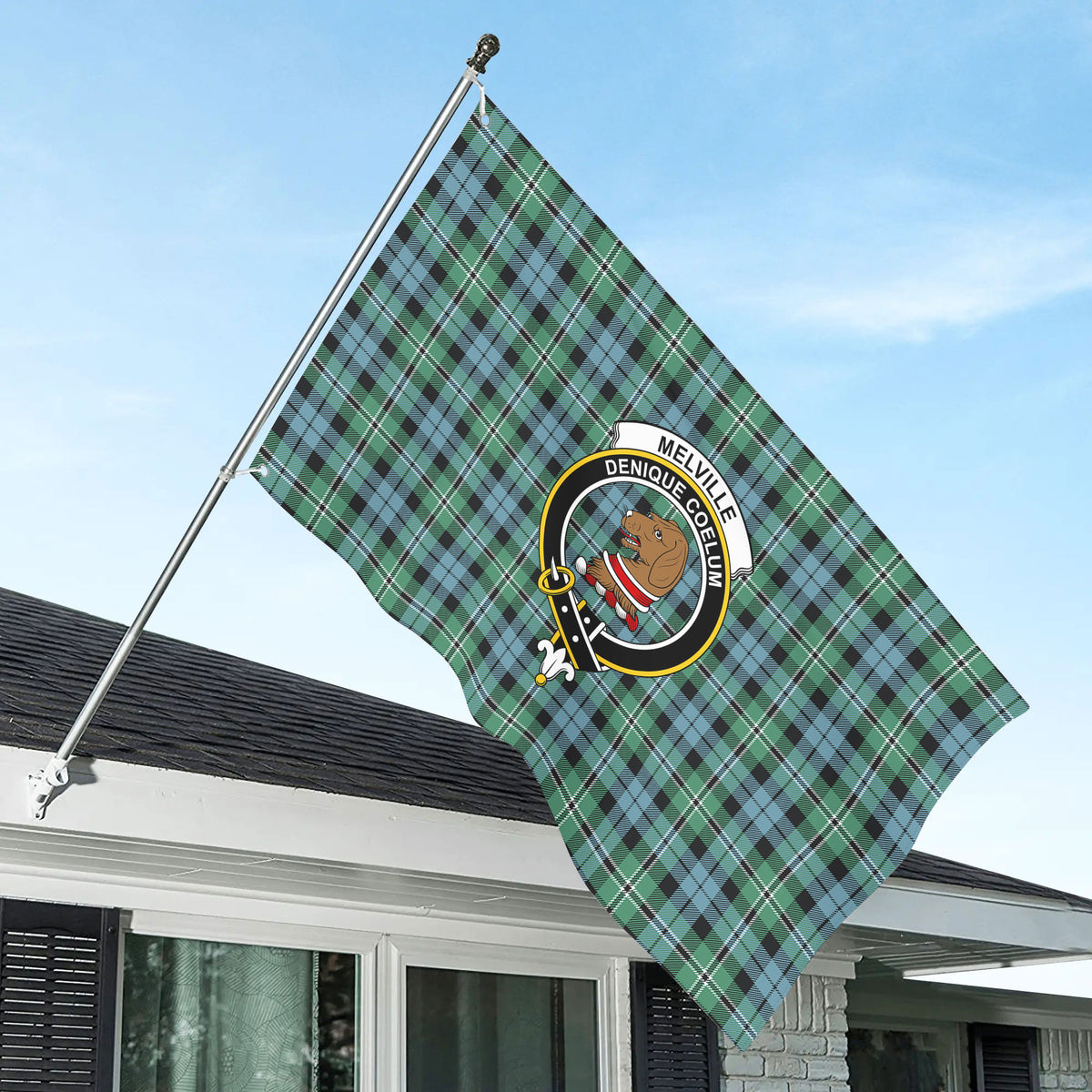 Melville Tartan Crest House Flag