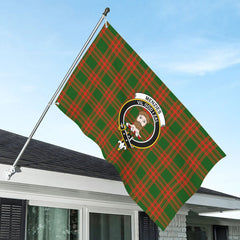 Menzies Green Modern Tartan Crest House Flag