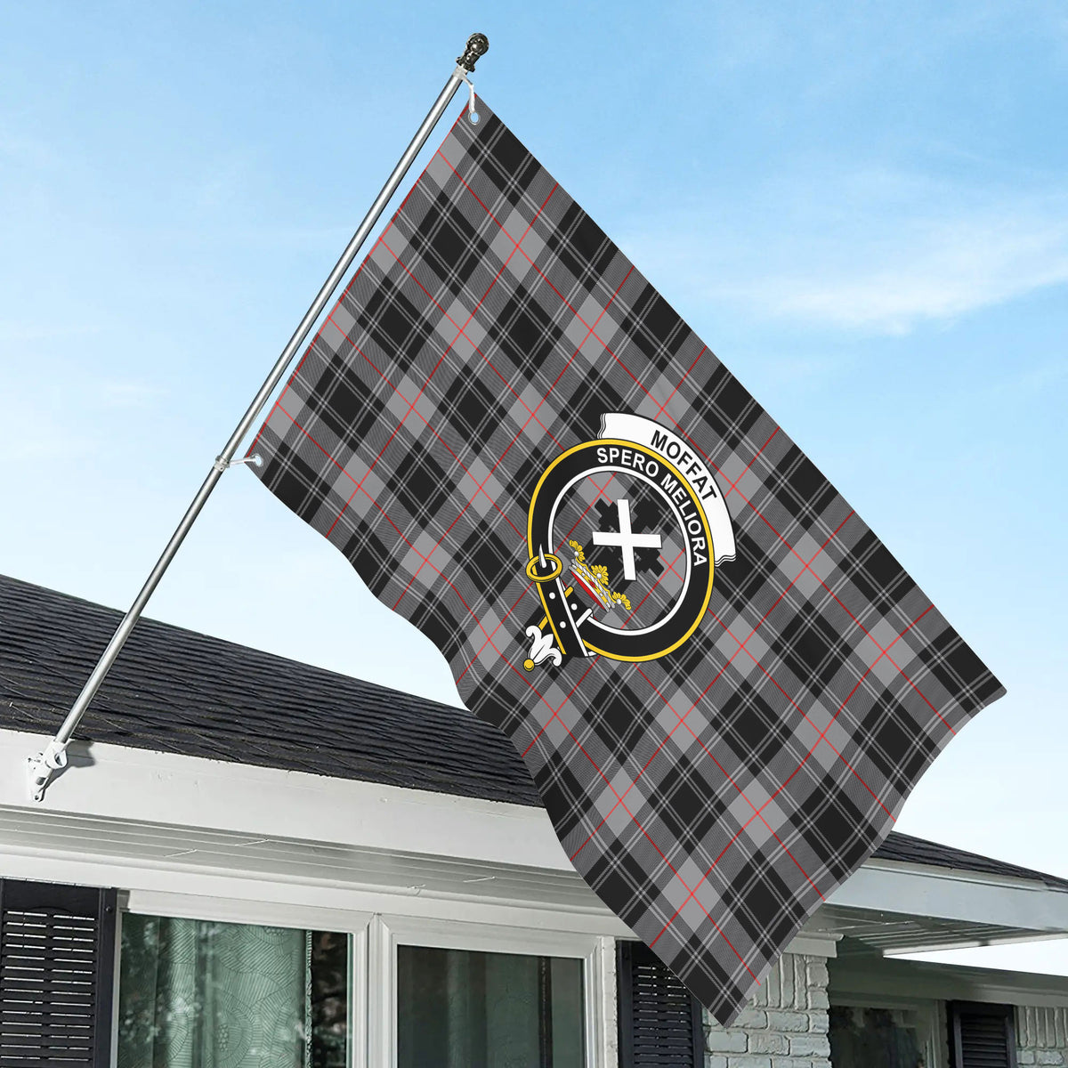 Moffat Modern Tartan Crest House Flag