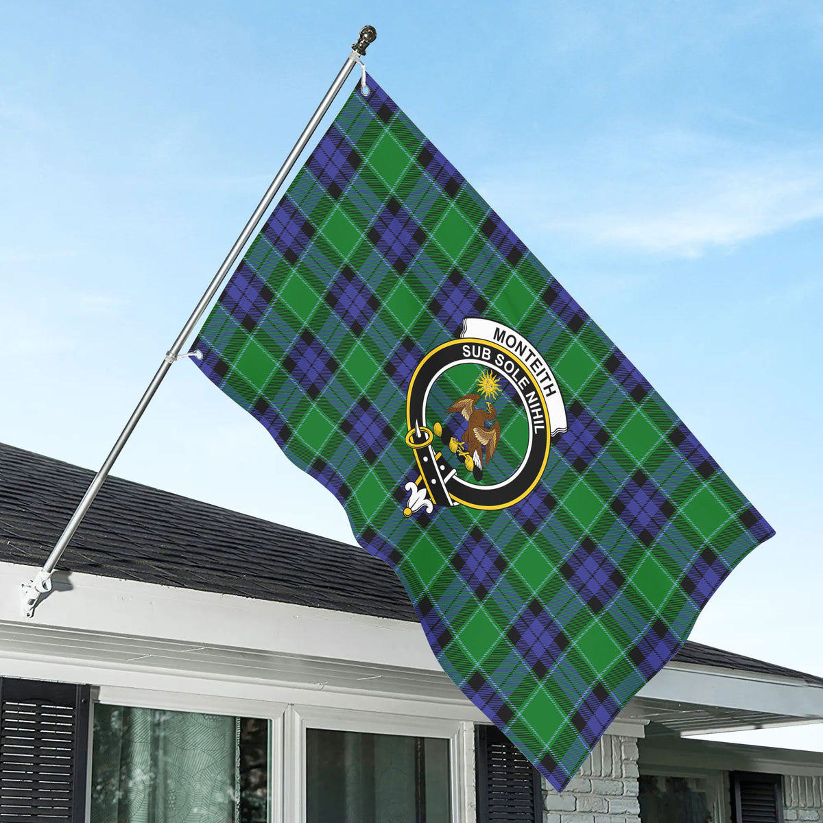 Monteith Tartan Crest House Flag