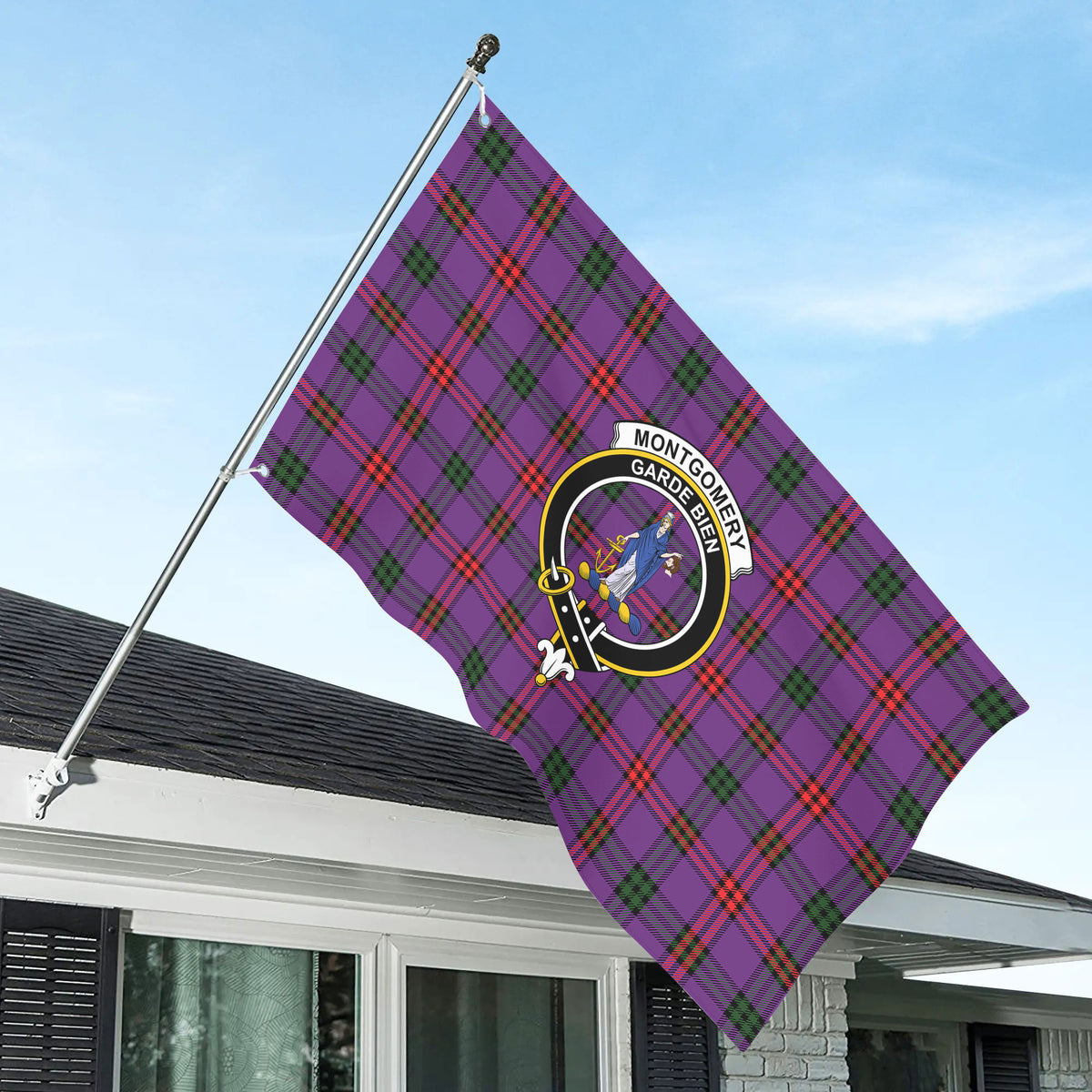 Montgomery Modern Tartan Crest House Flag