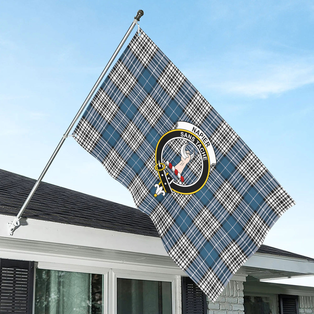 Napier Modern Tartan Crest House Flag