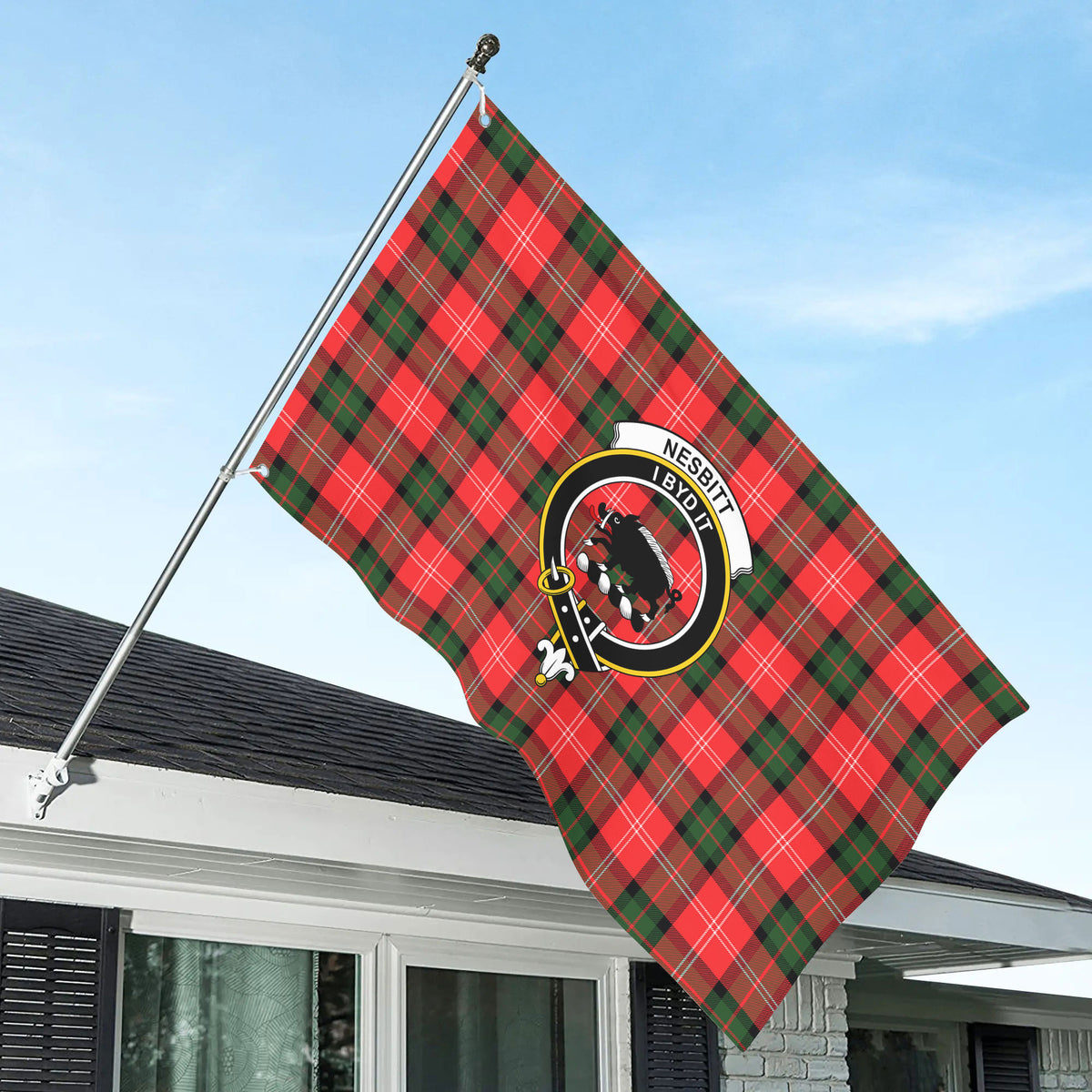 Nesbitt Modern Tartan Crest House Flag