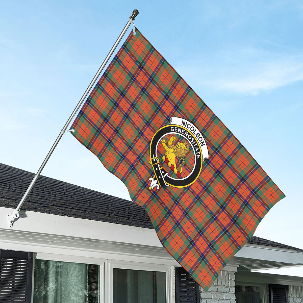 Nicolson Ancient Tartan Crest House Flag