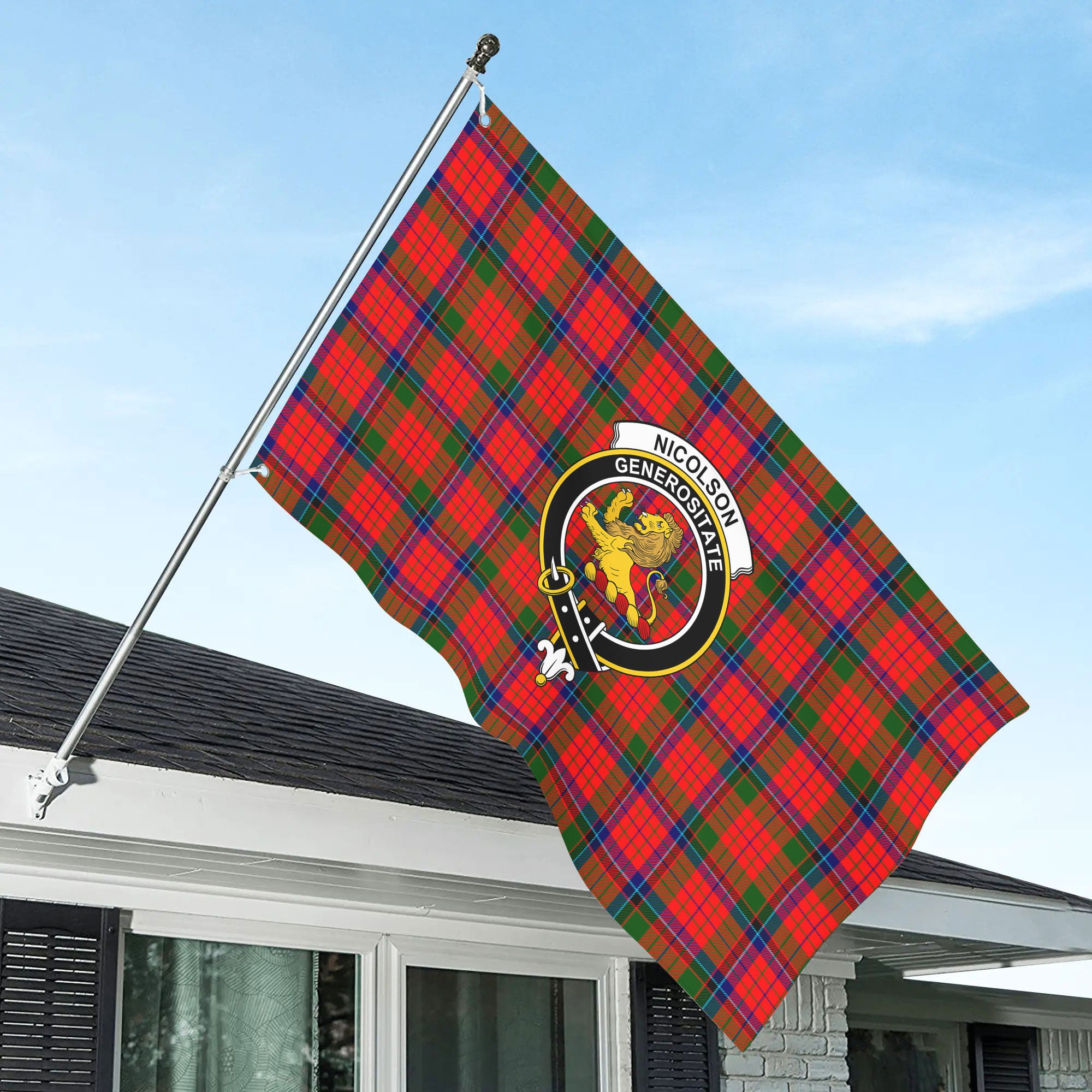 Nicolson Modern Tartan Crest House Flag