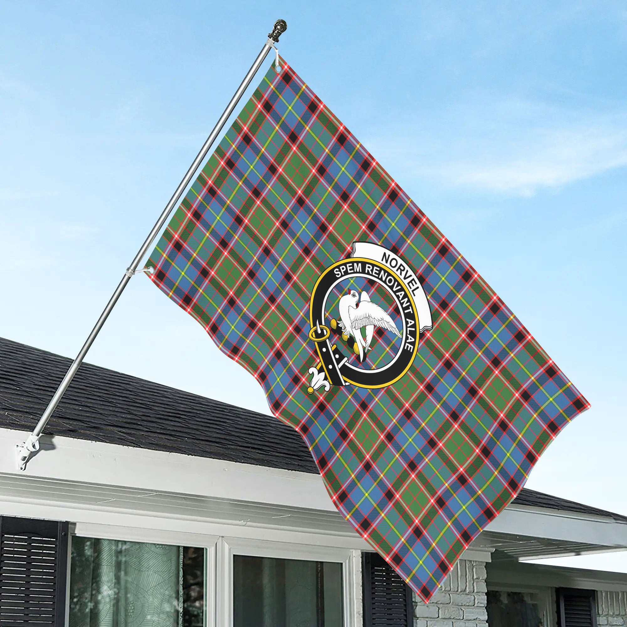 Norvel (or Norvill) Tartan Crest House Flag
