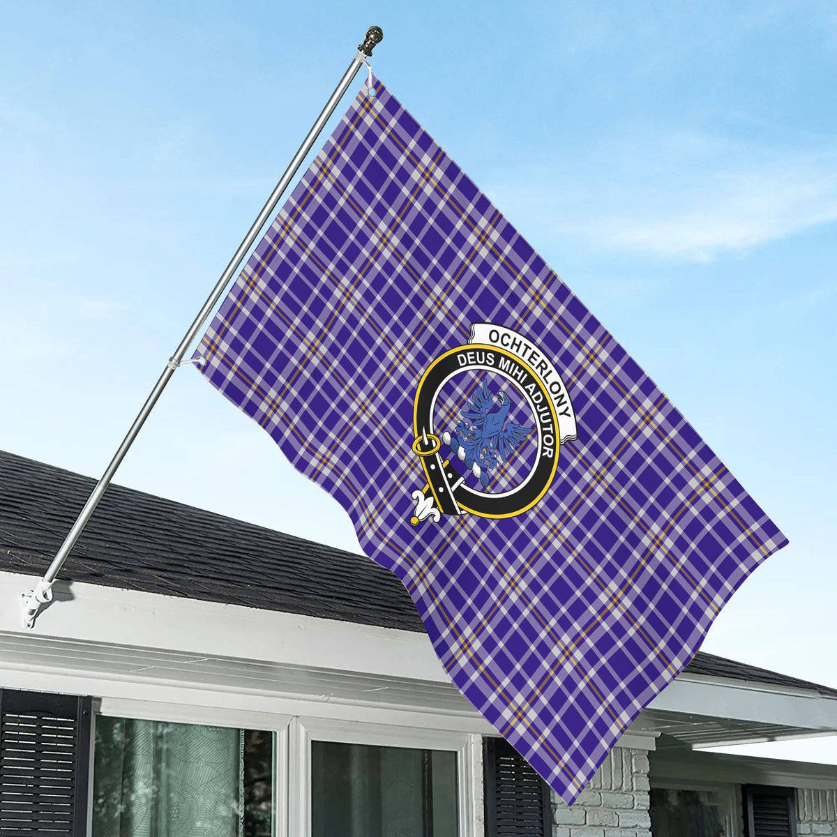 Ochterlony Tartan Crest House Flag