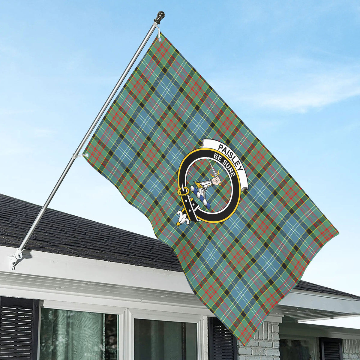 Paisley District Tartan Crest House Flag