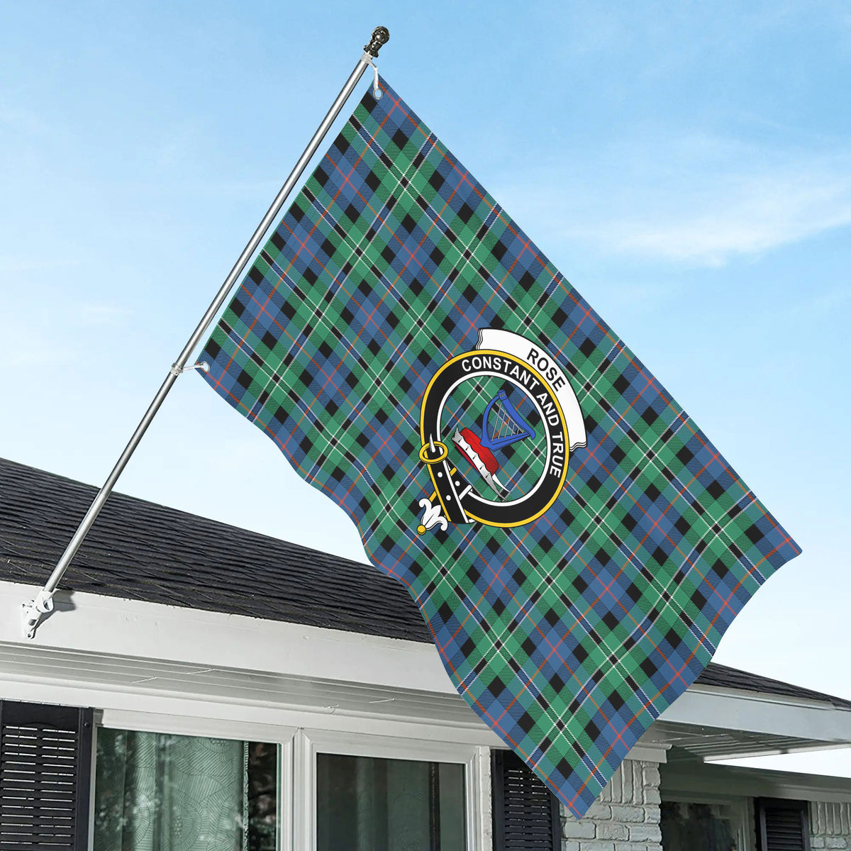 Rose Hunting Ancient Tartan Crest House Flag