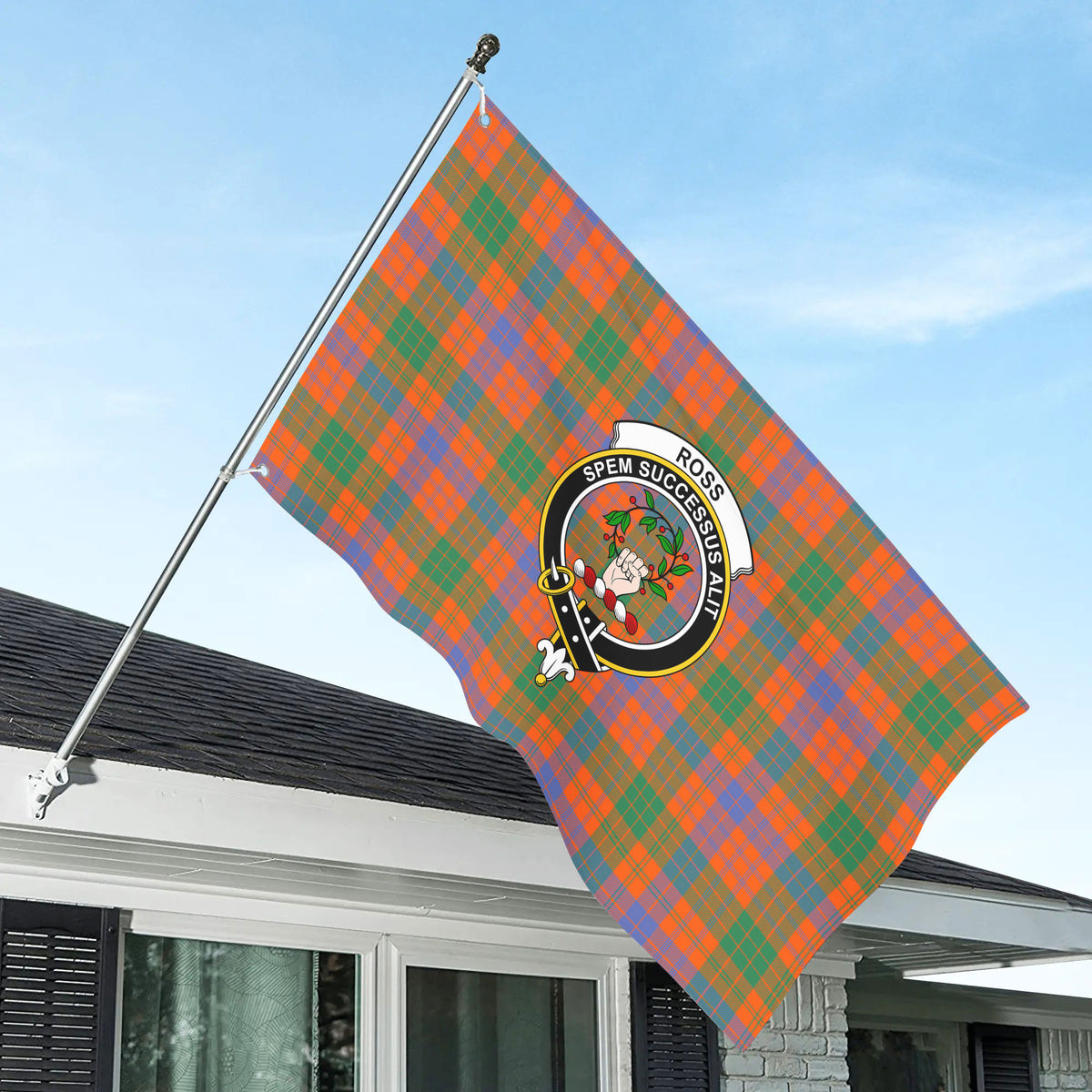 Ross Ancient Tartan Crest House Flag