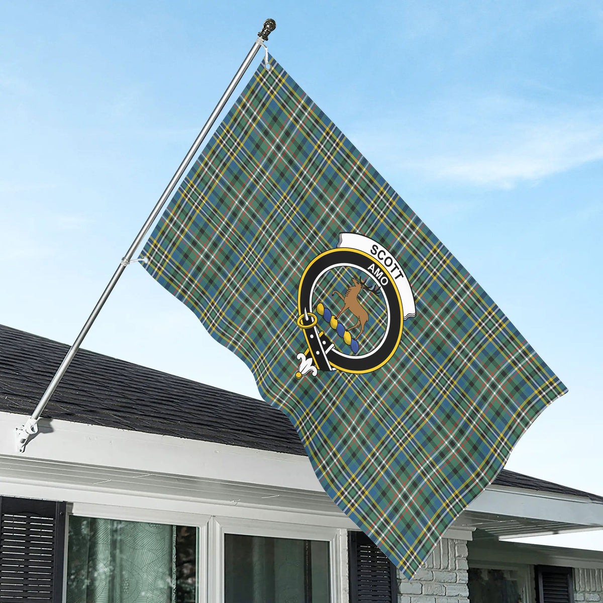 Scott Green Ancient Tartan Crest House Flag