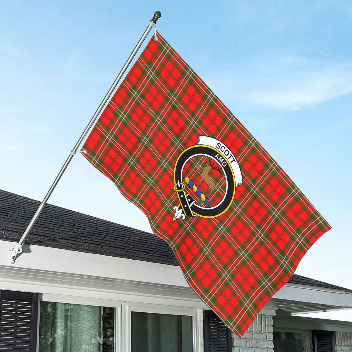 Scott Modern Tartan Crest House Flag