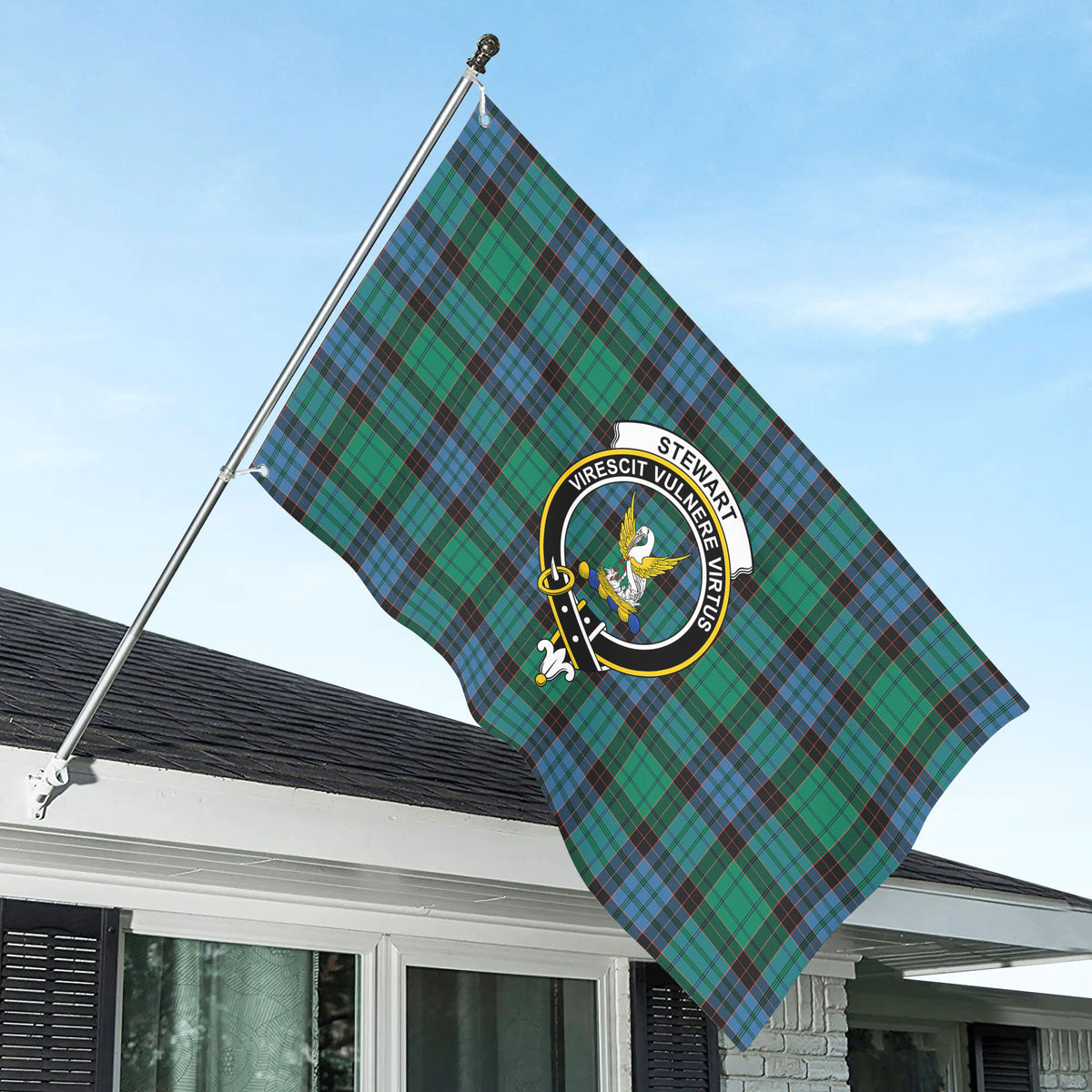 Stewart Old Ancient Tartan Crest House Flag
