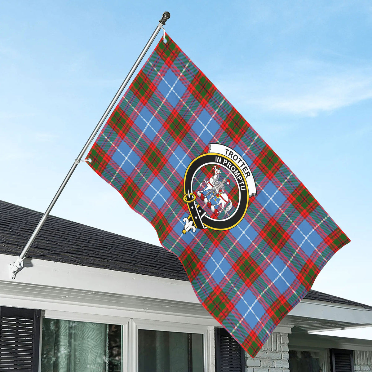 Trotter Tartan Crest House Flag