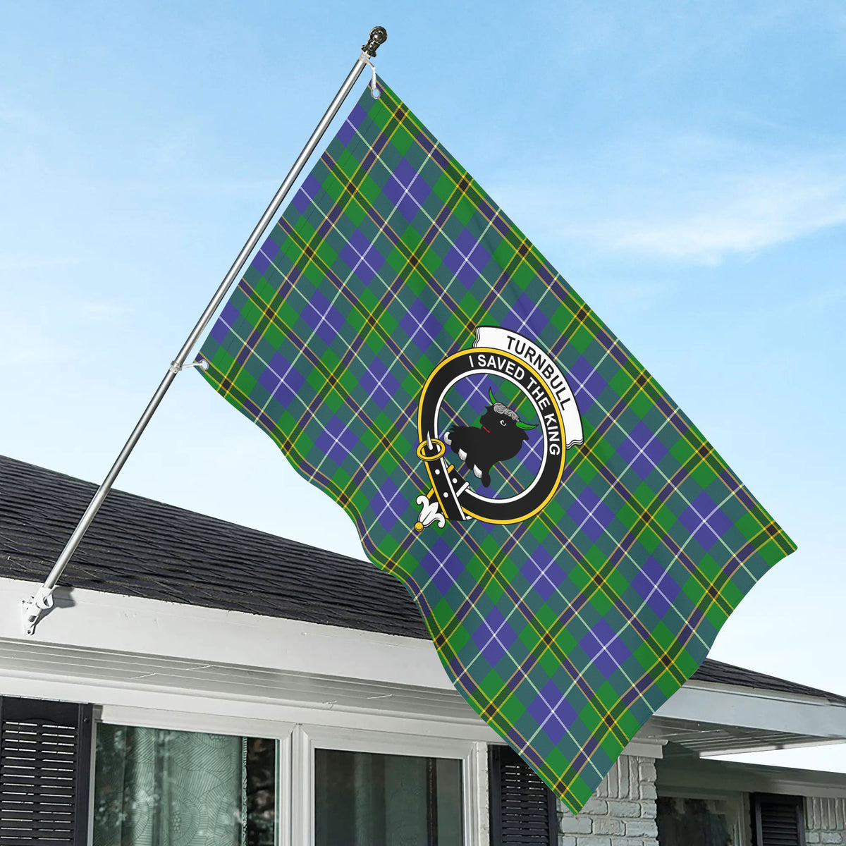 Turnbull Hunting Tartan Crest House Flag