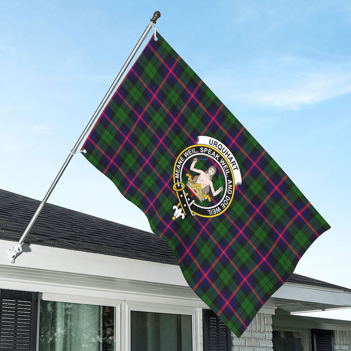 Urquhart Modern Tartan Crest House Flag