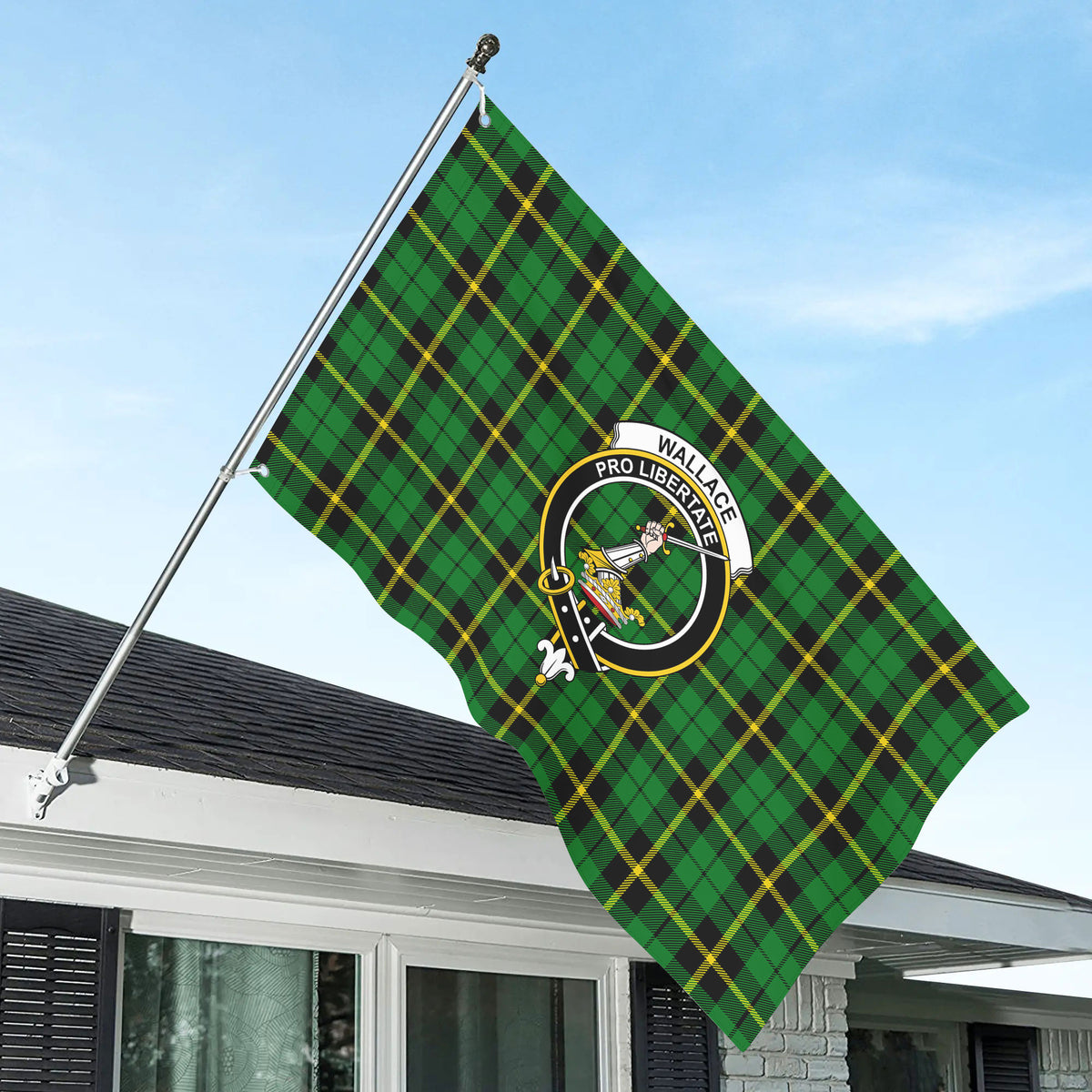 Wallace Hunting Modern Tartan Crest House Flag