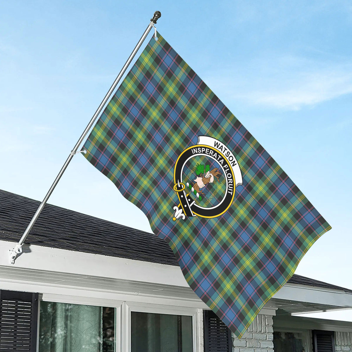 Watson Ancient Tartan Crest House Flag