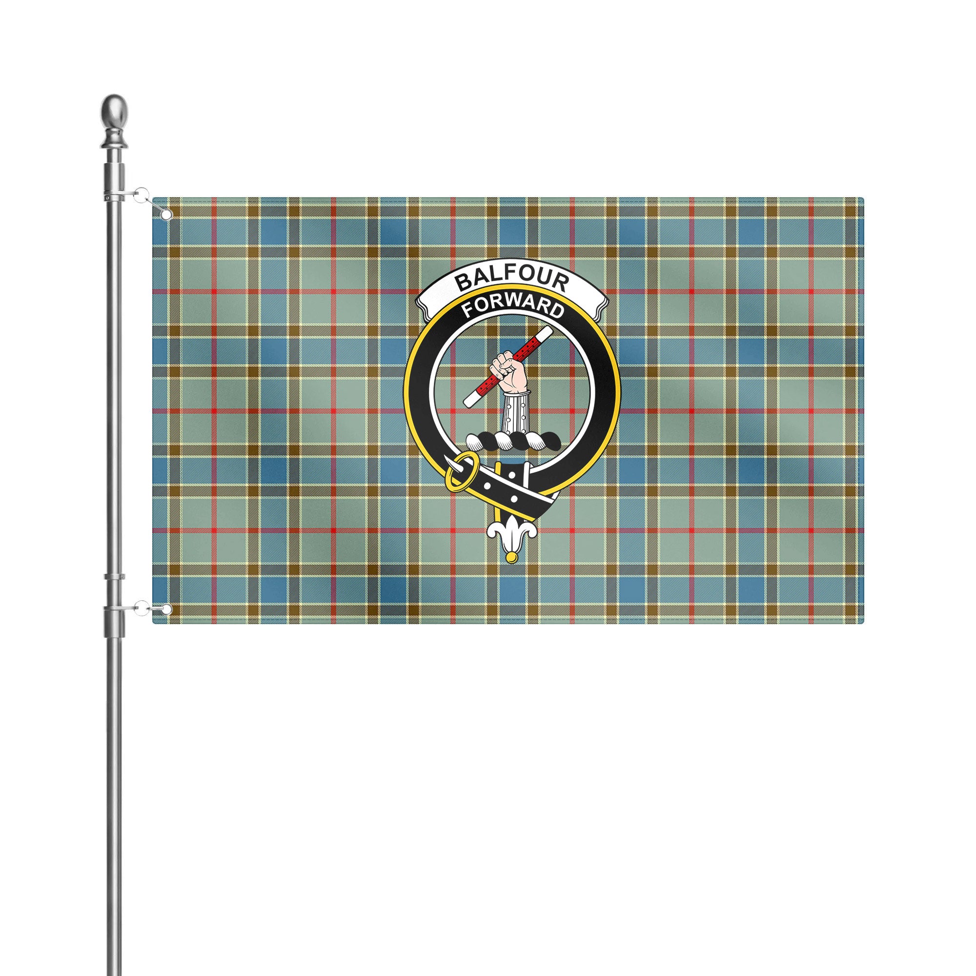 Balfour Blue Tartan Crest House Flag