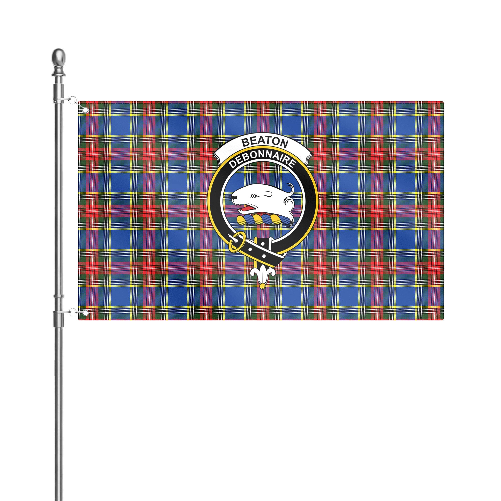 Beaton Modern Tartan Crest House Flag