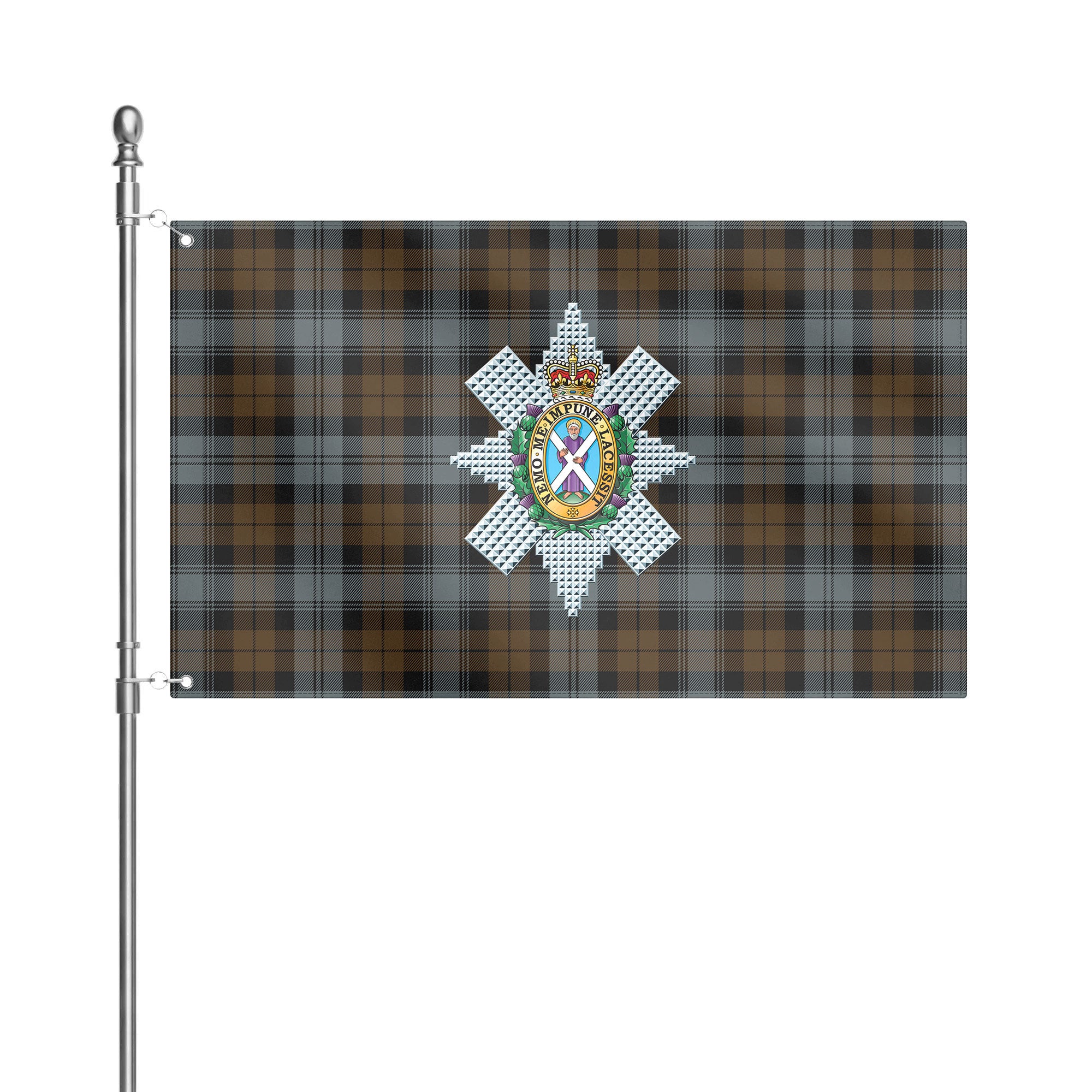 Black Watch Weathered Tartan Crest House Flag